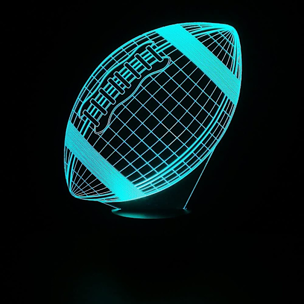 Rugby LED Natlampe, 16 Farver Fjernbetjening & Smart Berøringsdæmpbar 3D Illusion Sengelampe