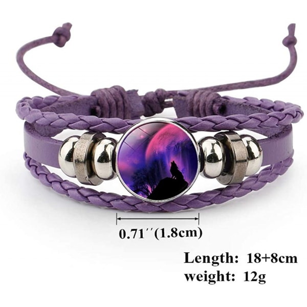 Justerbart varg flätat läderarmband - Sött armband N