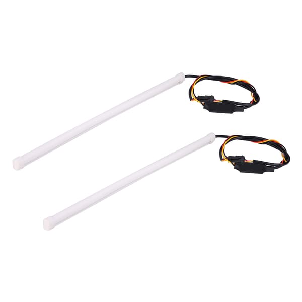 2*30cm Bil 12V Fleksibel Blød Rørguide LED Strip DRL Lys Blinklys Blå&Gul