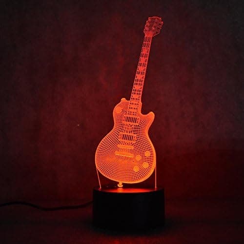 3D Musik Elektrisk Basgitarr Nattljuslampa USB Touch Swi