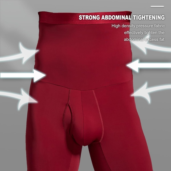 Män Tummy Control Shorts Hög Midja Underkläder Slankning Shapewear Body Shaper Ben Boxer Kalsonger Dark Red L