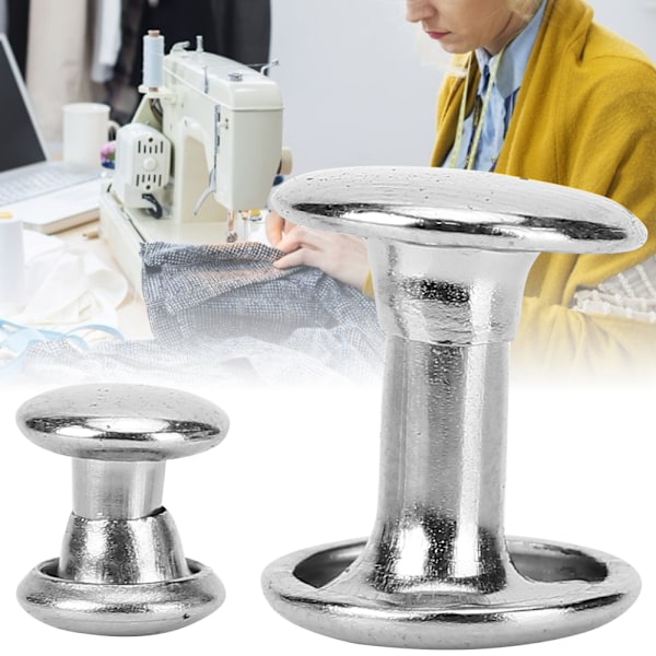 500 st silver dubbellock runda svampformade metallnitar läderhantverkstillbehör (7x7)