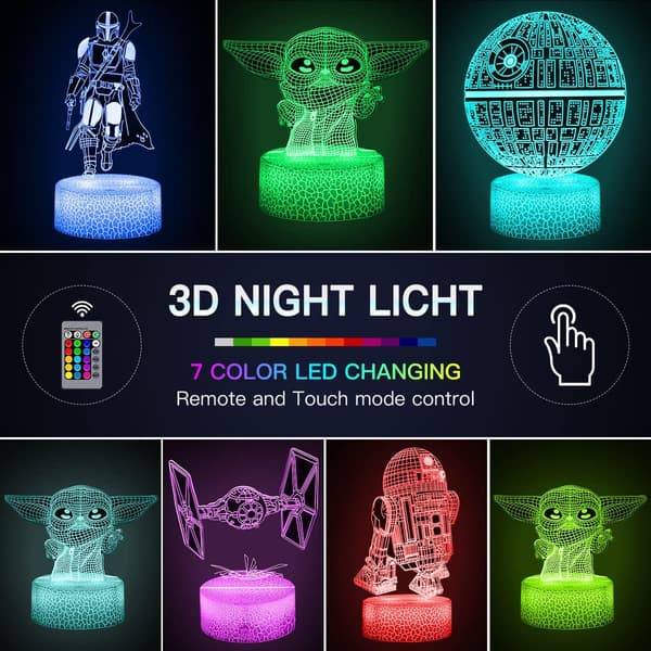 Star Wars 3D Illusion Natlampe, 5 Mønstre 16 Farveskift
