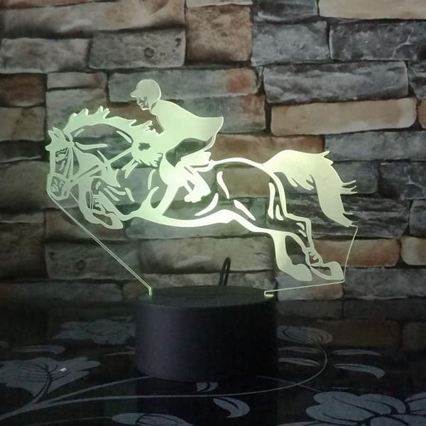 3D LED Illusjonslampe, Nattlys 16 Farger Dimbar USB Strøm