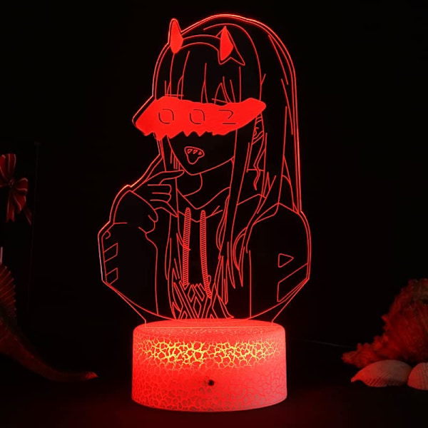 Darling in The Franxx Zero Two 002 3D Illusions nattlampe med smart berøringskontroll