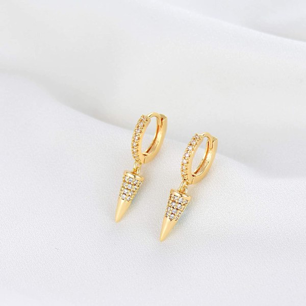 Guld Delikat Dangle Hoop Örhängen för Kvinnor 14K Guld