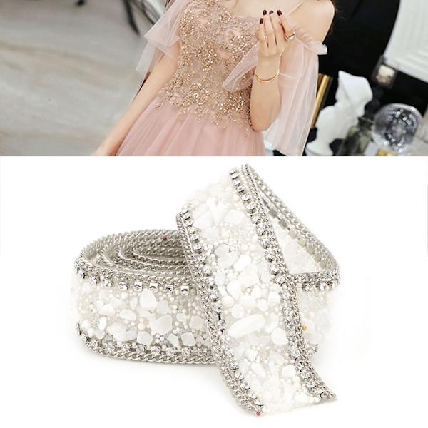 2,5 cm DIY Diamant Mesh Wrap Rulle Krystal Rhinestones Kæde Trim Bånd Dekoration (#04)