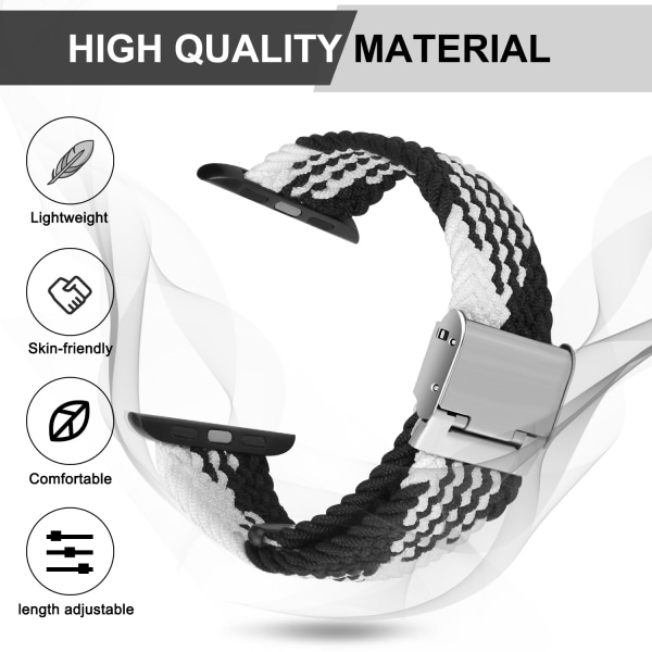 Flettet Solo Loop-reimer for Apple Watch-reim 42/44/45 mm Elastisk nylon elastisk sportsarmbånd for iWatch Series 8 SE 7 6 5 4 3 2 1