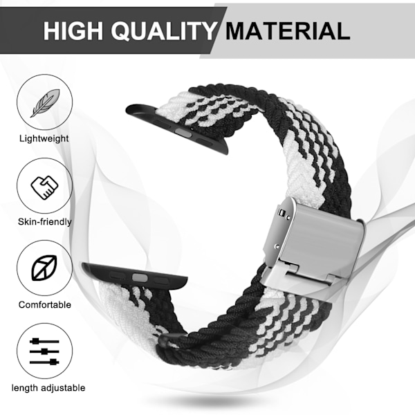 Punottu Solo Loop -rannekkeet Apple Watch -rannekkeelle 42/44/45 mm Joustava nailoninen elastinen urheiluranneke iWatch-sarjoille 8 SE 7 6 5 4 3 2 1