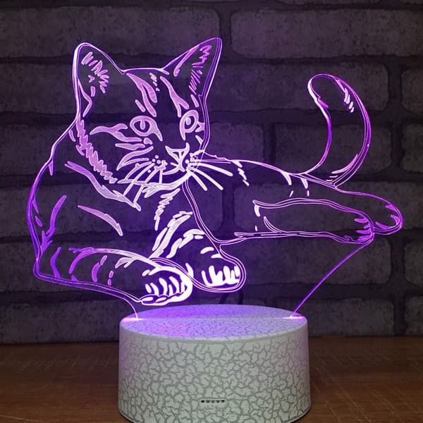Abstrakt 3D Blomst Optisk Illusjon Nattlys 7 Farger C