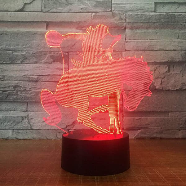 3D Heste Riding Nattlys Lampe Illusjon Nattlys 7 Farger