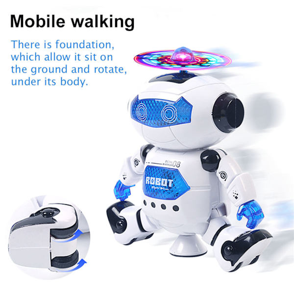 360° roterende lysende dansende humanoide robotlegetøj til børn