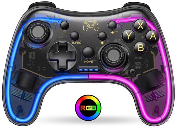 Switch-kontroller kompatibel med Switch/Lite/OLED-kontroller, Switch Pro-kontroller med RGB-andnings-LED, Switch-kontroller fjärrkontroll stödjer Multi