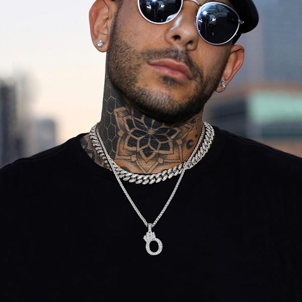 Krone Initial A-Z Halskæde, Iced Out Bogstav Vedhæng med 22-24 Tommer Kæde, Mænd Kvinder Bling Hip Hop Alfabet Navn Smykker Gave Store Initialer Halskæder O Silver