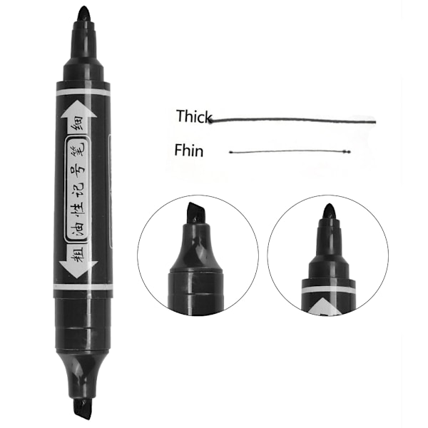 Marker Pen Olie Tyk Stor Dobbelt Hoved Signatur Marker Penne Highlighter Malerværktøjer (Sort)