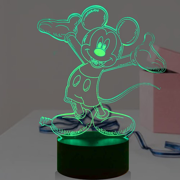 Mickey Minnie Mus 3D nattlys med 16 fargeendrende automatisk blinkende LED-skrivebordslampe leker