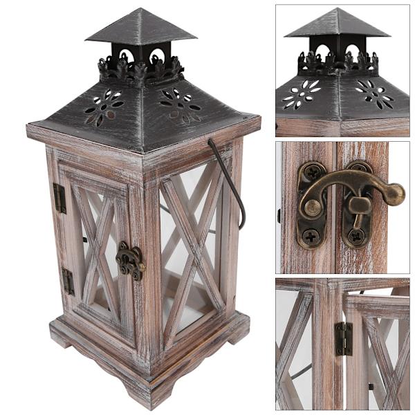 Retro Trä Ljusstake Ljusstake Hantverk Present Hus Skrivbord Prydnad Dekoration 28 x 12,5 x 12,5 cm