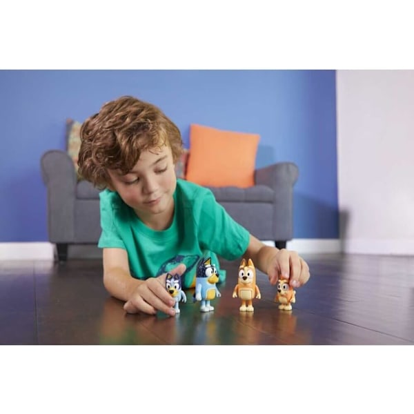 Bluey Figursett med 4 figurer - Familiepakke, Søte Tegneserie-Minifigurer Dukke Juleferiegaver, Overraskende Jule- og Bursdagsgave til Barn Jenter Gutter