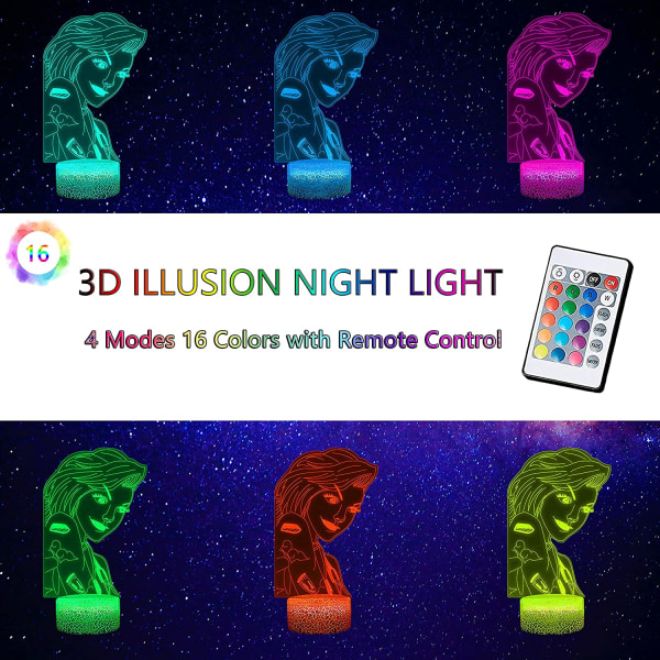 3D-lampa Jinx Arcane Toys for Girls Sänglampor för barn
