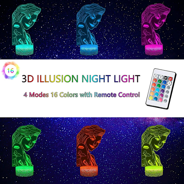 3D Lampe Jinx Arcane Leke for Jenter Nattlys for Barn 16 Farger Skift Dekor Lampe