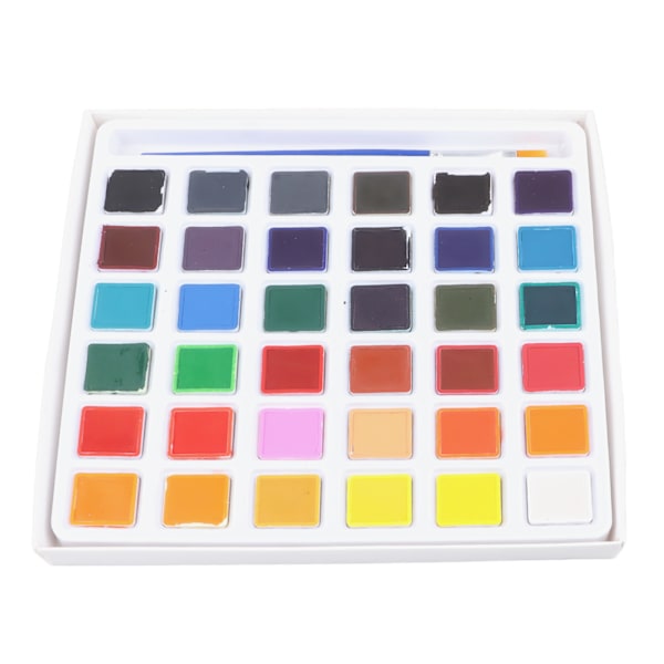 Solidt akvarel sæt 36 farver lys delikat tekstur maling pigment kit med pensel til kunstner studerende