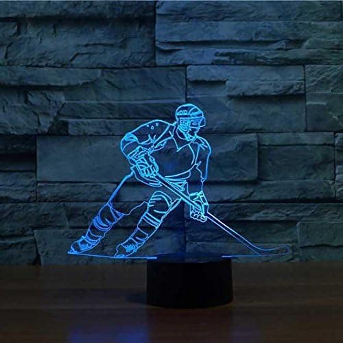 3D Ishockeyspiller Nattlys Lampe Illusjon 7 Fargeendringer