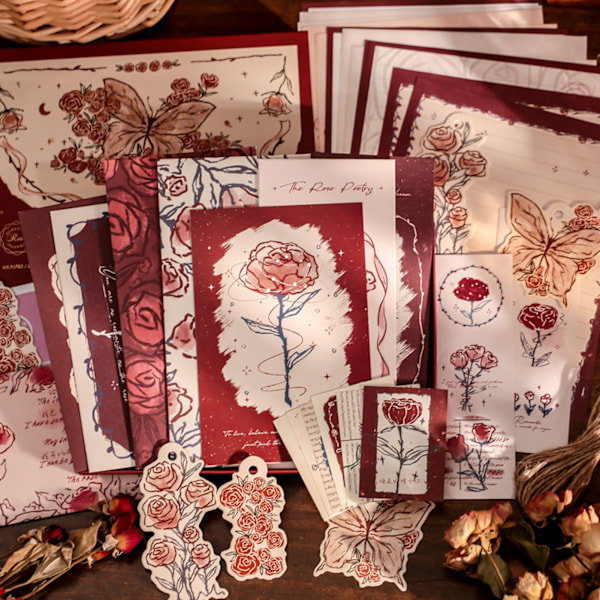 Romantisk brevpapir Vintage Unik Botanisk og Blomster Brevark Blessing Writting Paper