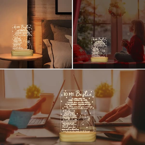 Min bedste veninde gave, 3D illusion lampe Jeg elsker dig venner natlys til bedste veninde