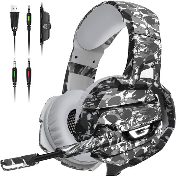 Peliheadset Mikrofonilla, Pelikuulokkeet Stereo 7.1 Surround Sound PS4 Kuulokkeet 50mm Ajurit, 3.5mm Audioliitin Korvan Yli Kuulokkeet Langalliset