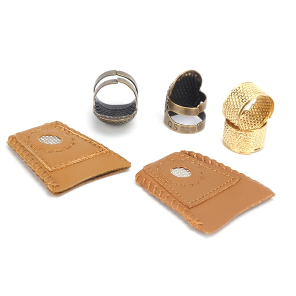 Sytråd Fingerbøll i Messing Gjenbrukbar Holdbar Metall Fingerbeskyttere for Søm Retro Håndarbeid