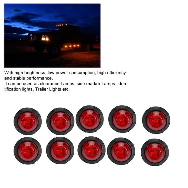 10 stk 10-30V 3 LED Signal Lys Indikatorlampe Sidemarkørlys for Lastebil