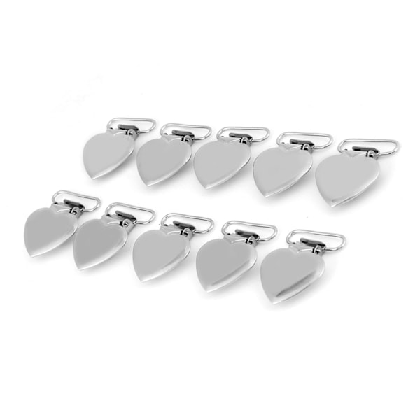 10 stk Metall Hjerteformet Innlegg Smokkholder Suspender Klips for Hjem Håndverk