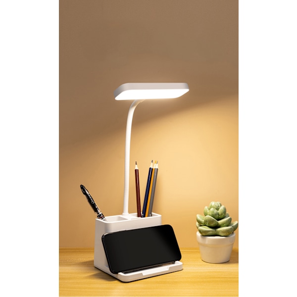 Liten LED-skrivbordslampa, skrivbordslampor för hemmakontor, vitt skrivbord