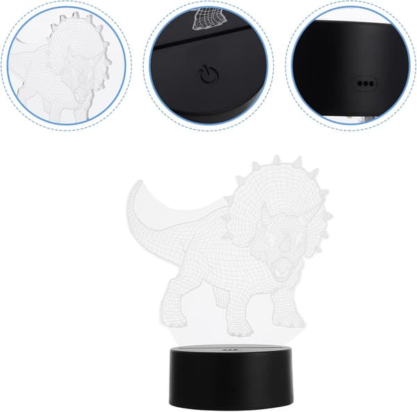 3D Natlampe Touch Kontrol Lampe Dinosaur Design Optisk Il