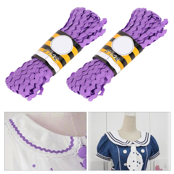 2 stk. Bølget Bånd Dekoration S Buet Polyester Lilla Gaveindpakning DIY Sy Håndværk 8mm