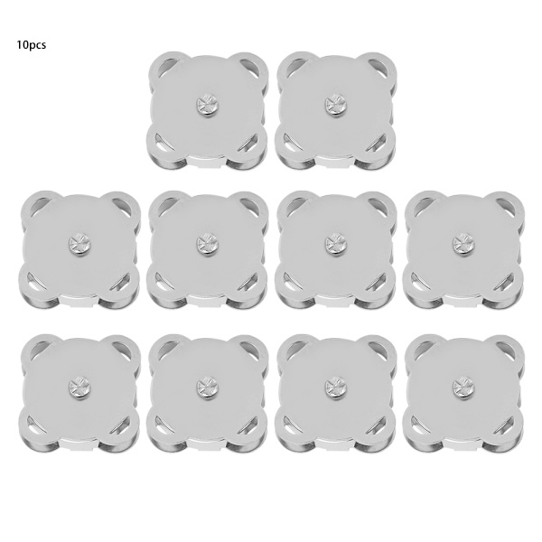 10 stk./sæt Metal Magnet Spænde Snap Fasteners Knapper DIY Tøj Taske Tilbehør (Klar Hvid)