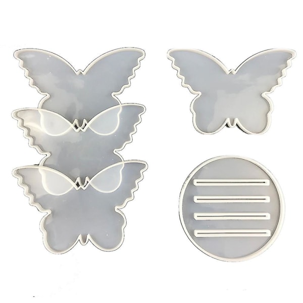 5 stk. Coaster Siliciumform DIY Spejl Sommerfugl Coaster Com