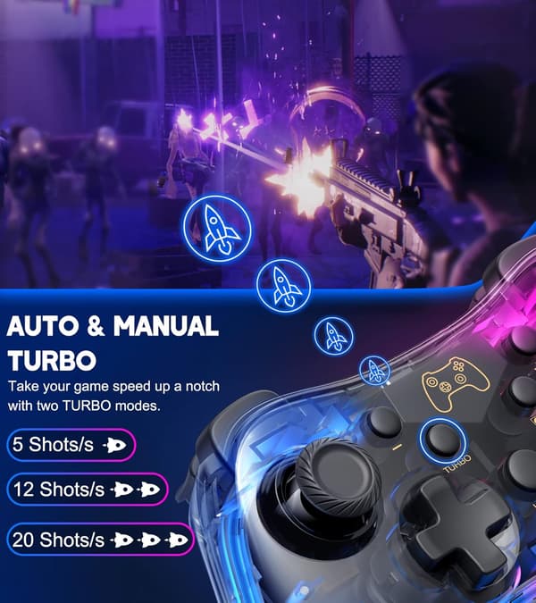 Switch-kontroller kompatibel med Switch/Lite/OLED-kontroller, Switch Pro-kontroller med RGB-pustende LED, Switch-kontrollere Fjernkontroll støtter Multi