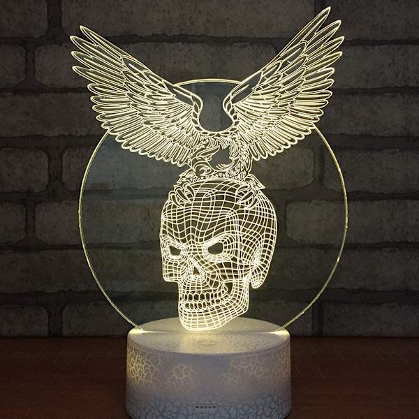 3D LED Hjort Optisk Illusjon Sensor Nattlys med Smart T