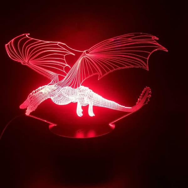 3D Drage Dinosaur Nattlys Lampe Illusjon Led 7 Farger Cha