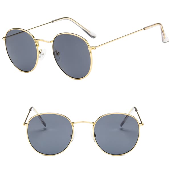 Runde, trendy solbriller med reflekterende glass