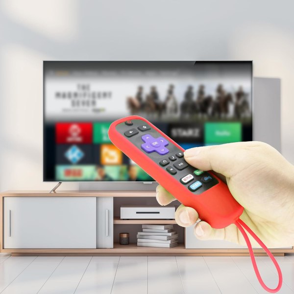 Fjernkontrolldeksel for Roku Steaming Stick/Voice/Express/Premiere Fjernkontroll - Silikondeksel Kompatibel med TCL Roku Smart TV Fjernkontroll Red