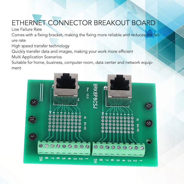Ethernet-kontaktbrytarkort Snabb överföring DIN-skena montering RJ45 M2 Terminal Block