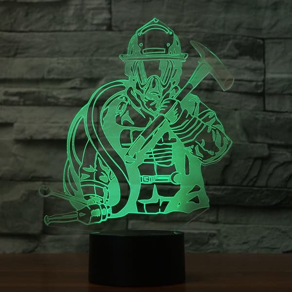 3D Brannmann Nattlys Berørings Bord Skrivebord Optisk Illusjon Lampe