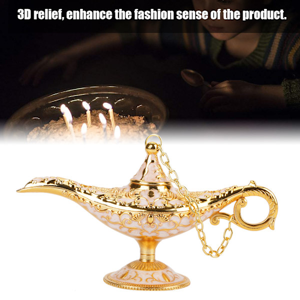 Metal Udskåret Hul Legende Lampe Hul Aladdin Magisk Genie Lys Ønskepot Dekor (#3)