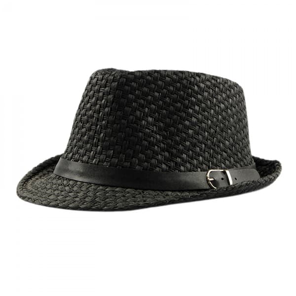 Sommer Strå Fedora Hat Kort Skygge Panama Solhat Trilby Bea Black