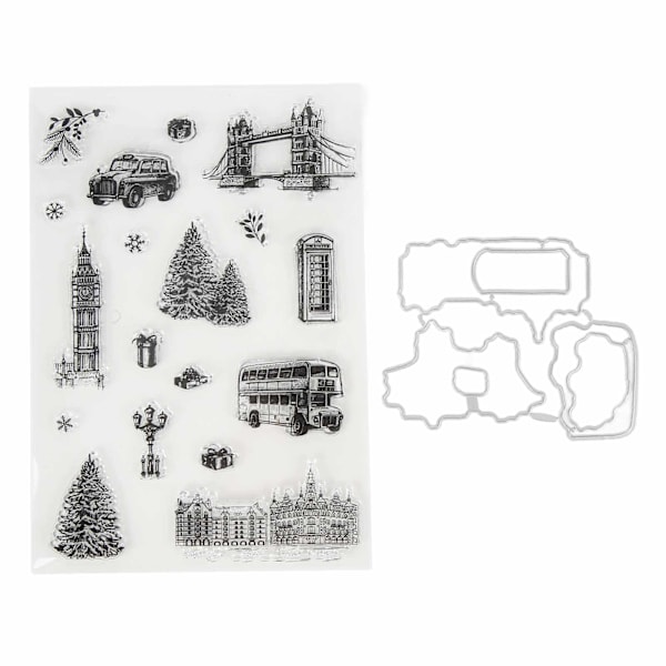 Christmas Stamps DIY Transparent Reusable Clear Seal with Cutting Die for Card Scrapbook Photo Album Decoration