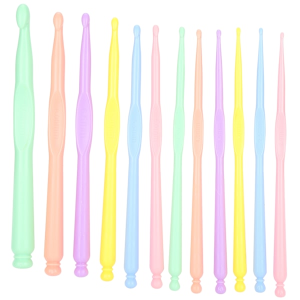 12 st DIY Craft virknålar stickning kit färgglada plast virknålar set