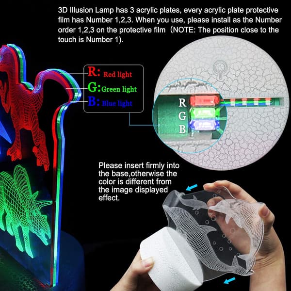 3D Illusionslampe Natlampe, Påfugl Står på Én Fod Dynam