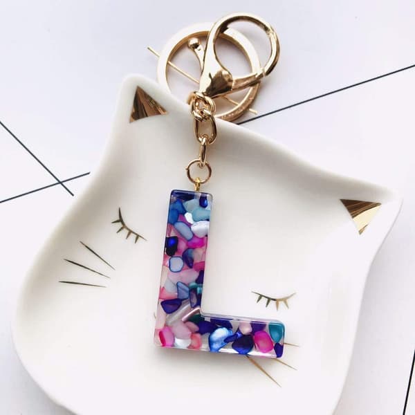 1PCS Nyckelring Flerfärgad Bokstav A - Z Initial Bokstav Harts K L